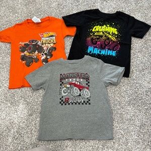 Monster Truck Kids T-Shirt Set - Orange, Black, Gray 4T
